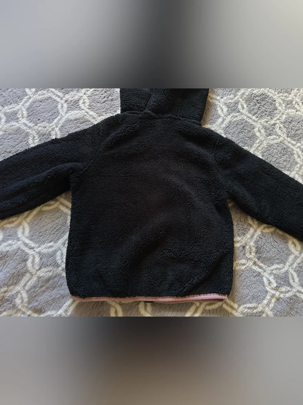 Free Country Black Sherpa Jacket with Pink Trim Full Zip Girl’s Size 5/6